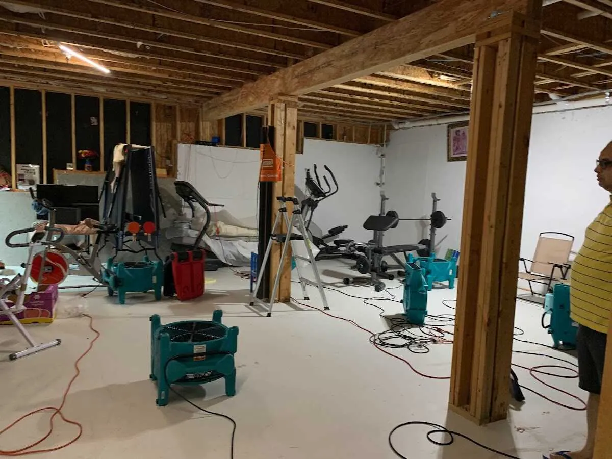 Basement drying equipment setup for Contents Cleaning & Restoration in Grandville